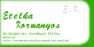 etelka kormanyos business card